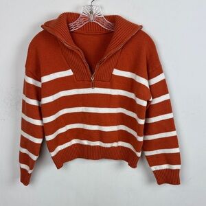Striped Orange and White Women's Sweater